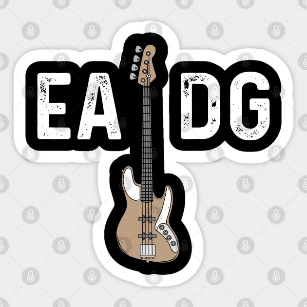 Cool Electric Bass Guitar EADG Distressed Design Sticker by Midlife50